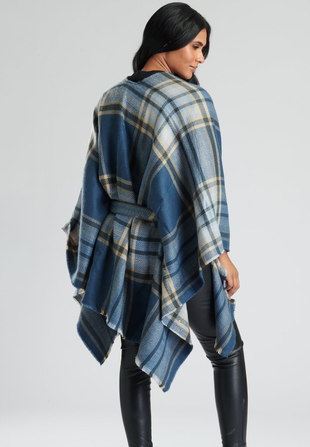 

Накидка STOLES PONCHOS CHECK BELTED WAIST WRAP South Beach, цвет blue