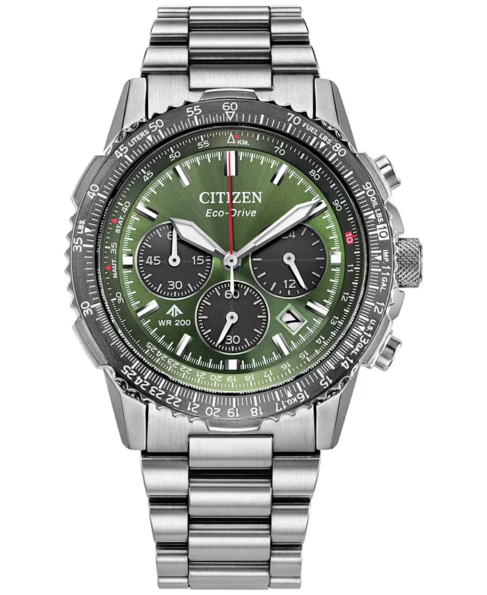 

Мужские часы Promaster Eco Navihawk Chronograph на стальном браслете, 40 мм Citizen