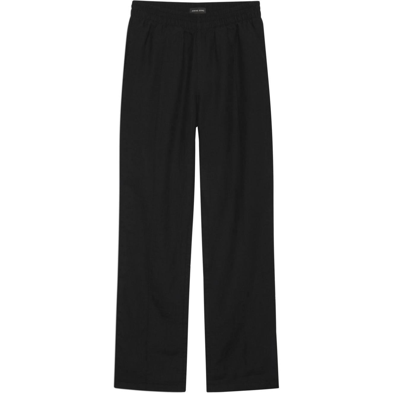 

Штаны прямые льняные с коротким разрезом Anine Bing, черный