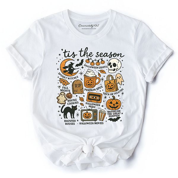 

Футболка с ретро-принтом на Хэллоуин Ornamentallyyou, White, Белый, Футболка с ретро-принтом на Хэллоуин Ornamentallyyou, White