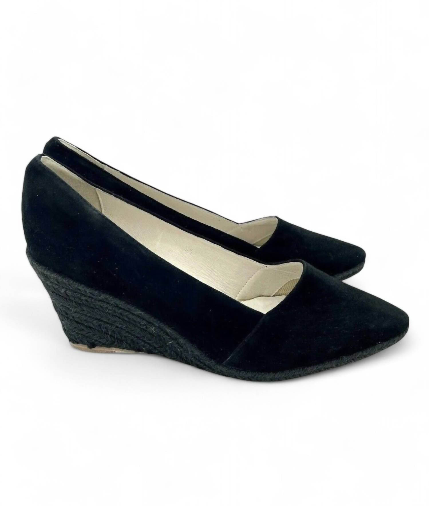 Эспадрильи Greta Suede Leather на танкетке черного цвета Atelier Mercadal