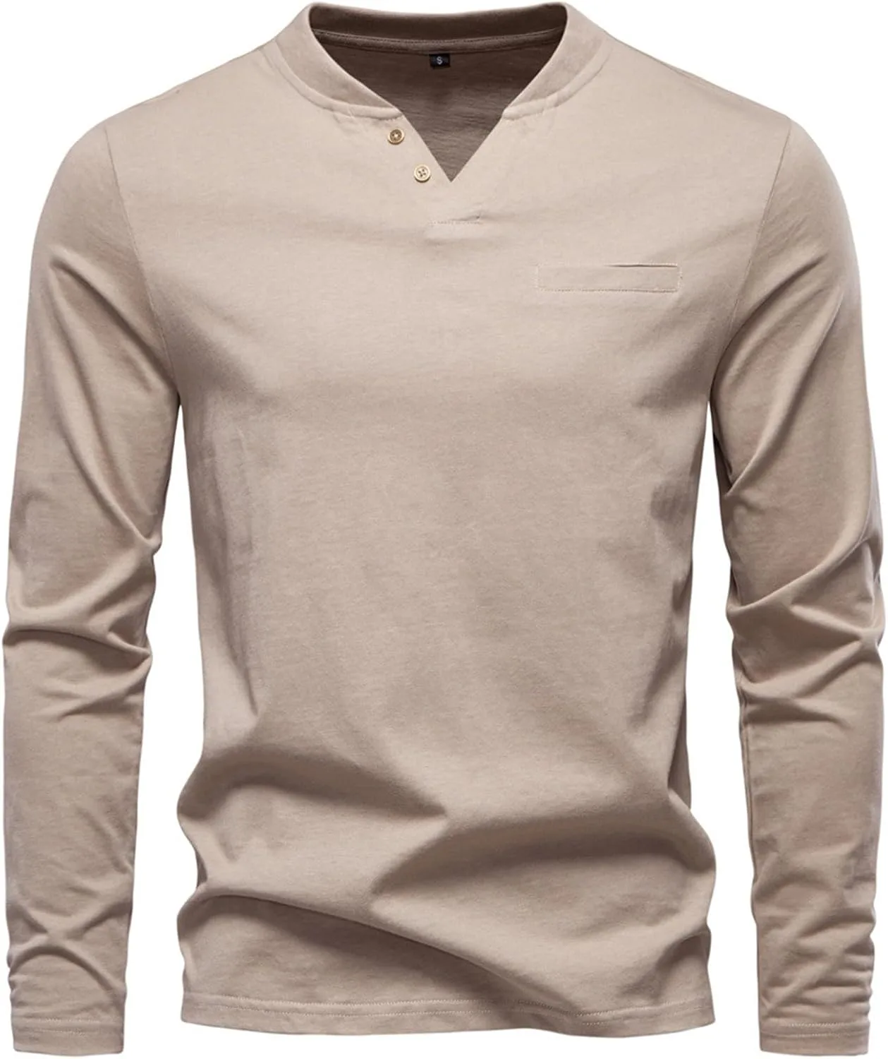 Мужская футболка с V-образным вырезом, длинный рукав, Slim Fit — фото 3