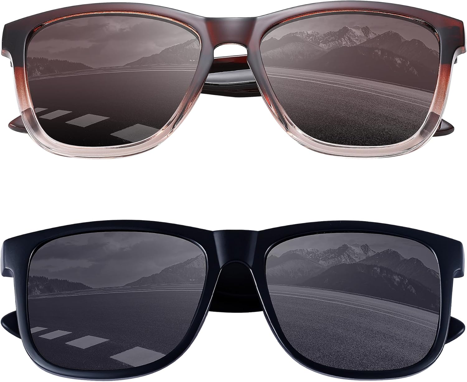 

Классические поляризованные солнцезащитные очки KesaPlan для женщин и мужчин, модные ретро-солнцезащитные очки для женщин и мужчин для вождения, защита от УФ-излучения, 2 Pack Matte Black + Brown