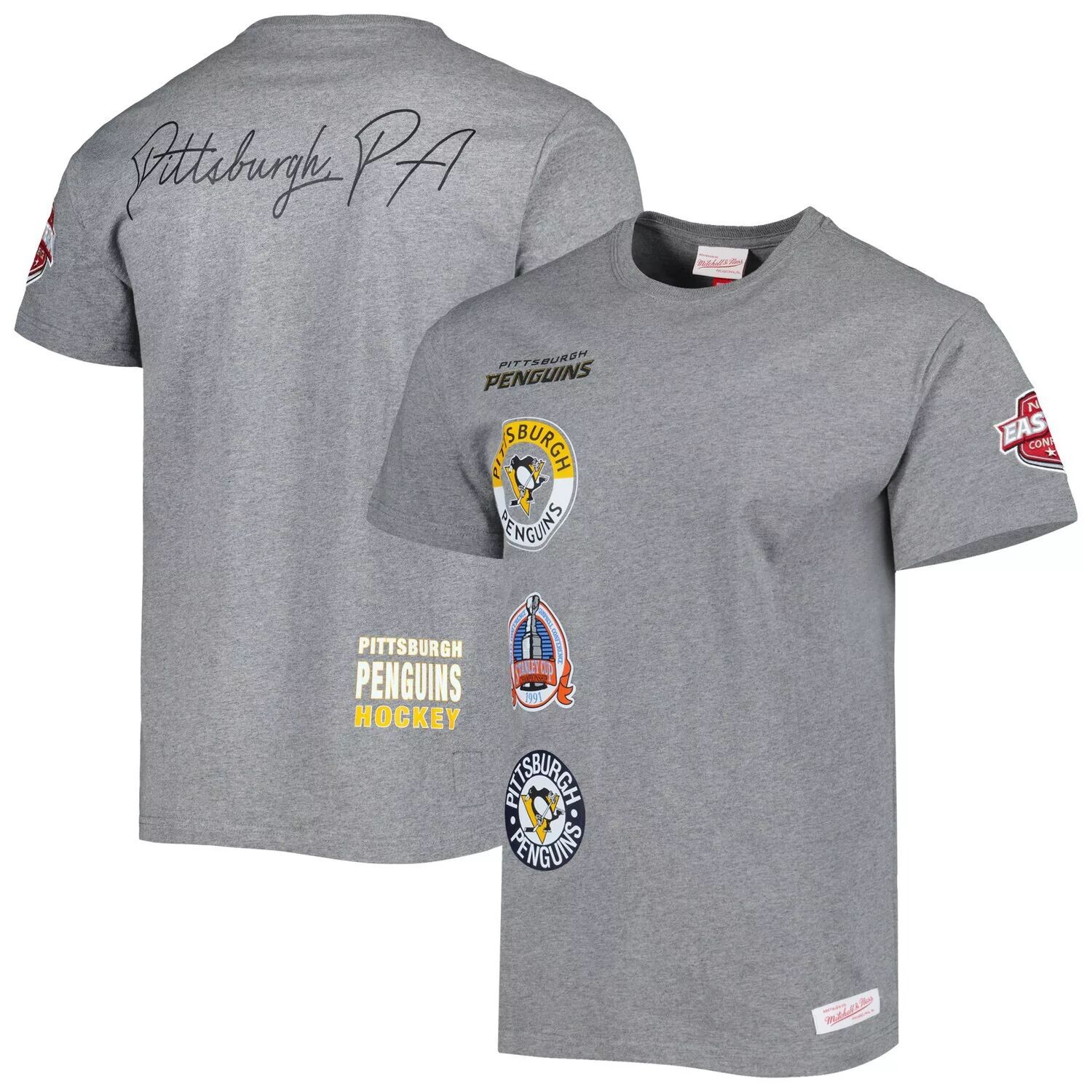 

Мужская футболка Mitchell & Ness Heather Grey Pittsburgh Penguins City Collection