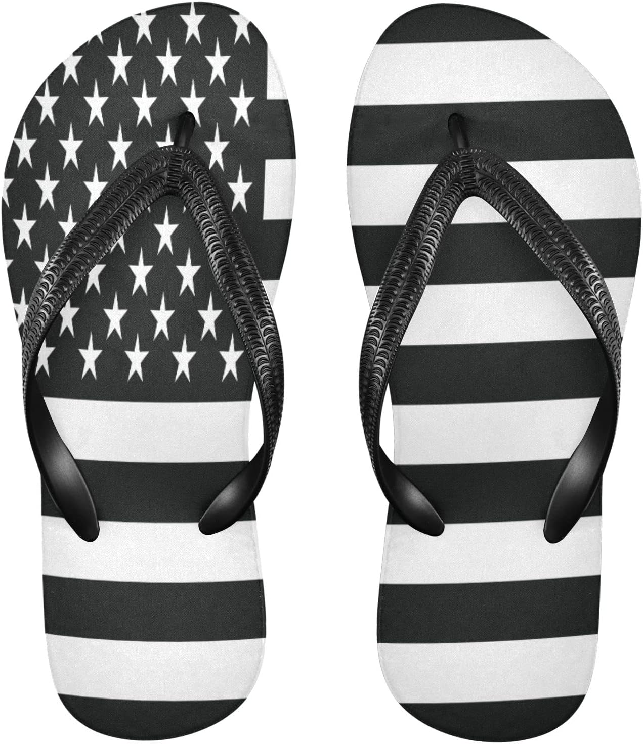 

Женские вьетнамки с черно-бело-американским флагом, США, летние пляжные сандалии, повседневные сланцы с ремешком, удобные для душа, нескользящие водные сандалии, обувь XXL Eionryn