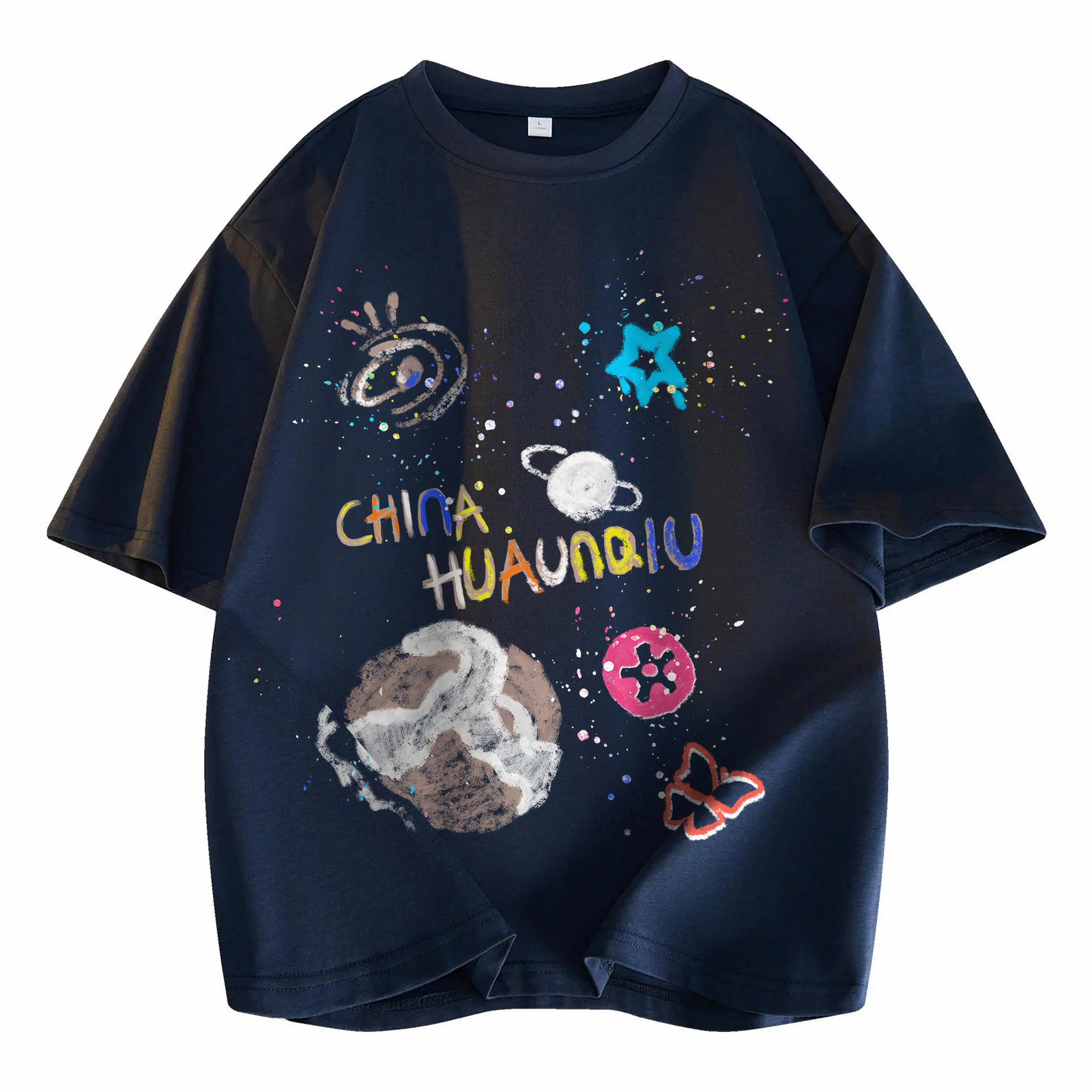 

Футболка Unisex Crew Neck Moderate Heavyweight HUANQIU, темно-синий