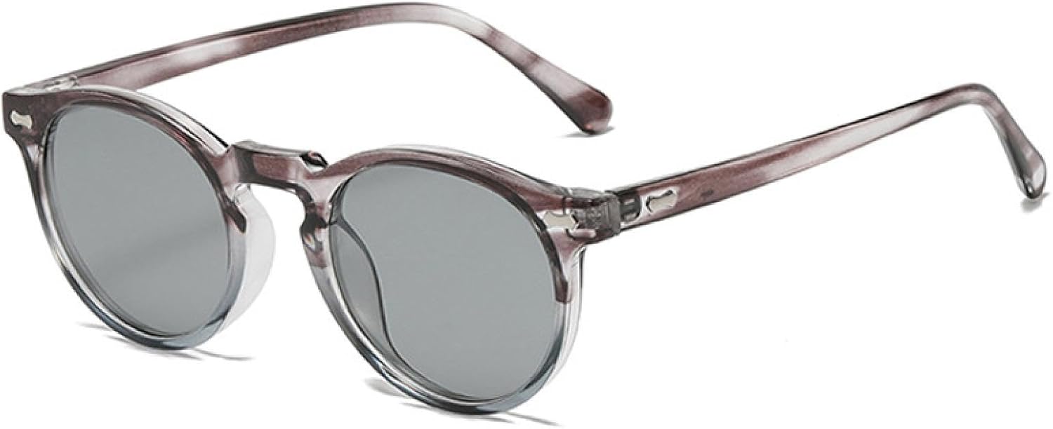 

Ретро круглые солнцезащитные очки для женщин, модные, с заклепками, защита от УФ-излучения UV400, для мужчин, панк, темно-зеленые солнцезащитные очки VVTWSSW, Grey Stripe Grey