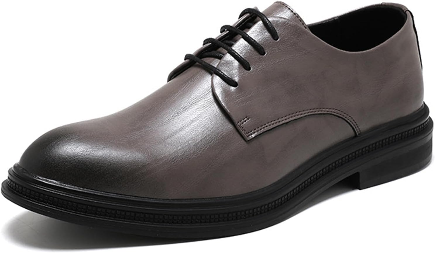 

Мужские кожаные деловые оксфорды с круглым носком, шнуровкой и массивным каблуком, стильные туфли, подходящие для работы, вечеринок и свадеб Ghibhna, серый
