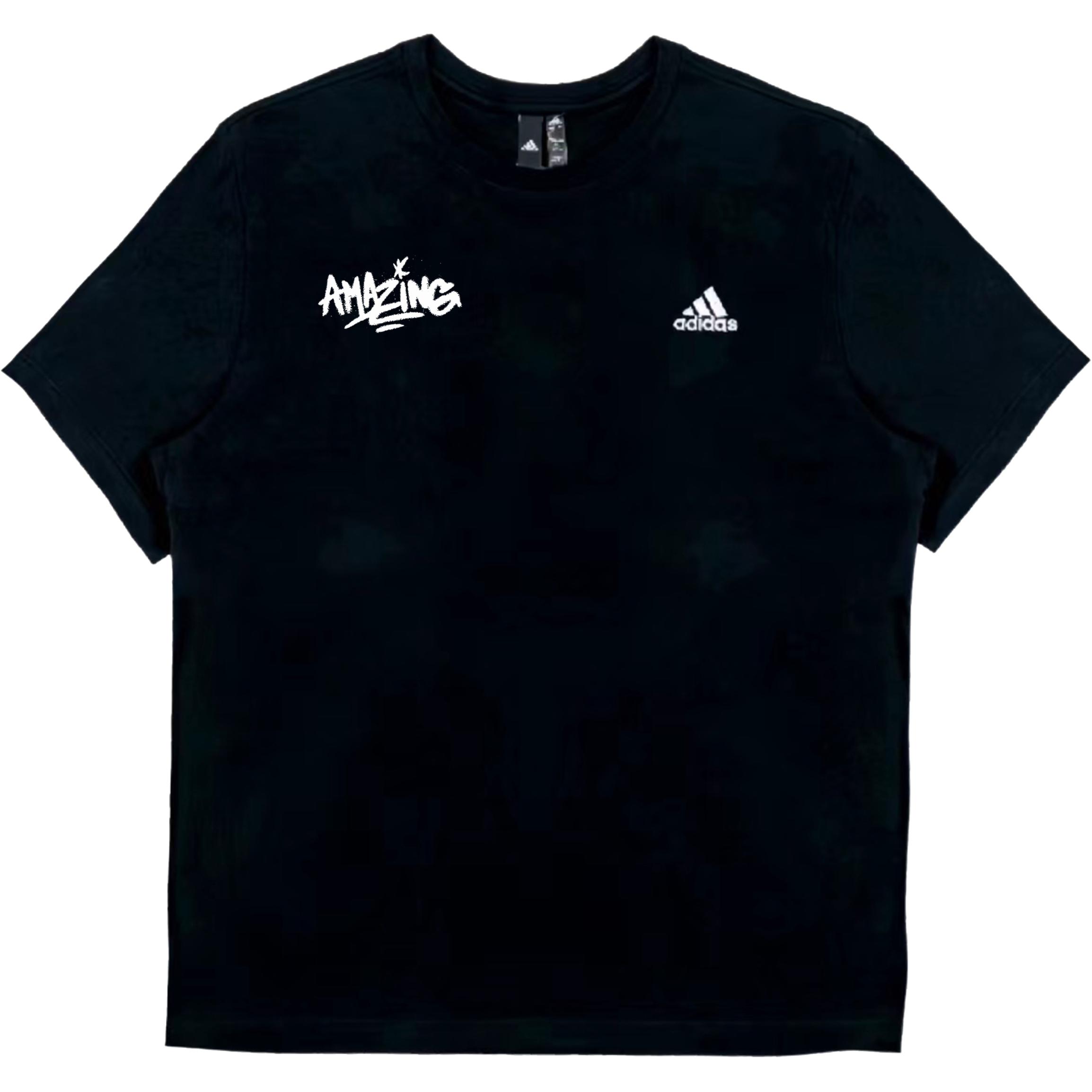 

Футболка с коротким рукавом и круглым вырезом Solid Color Logo Label Sports Casual Unisex Adidas, черный