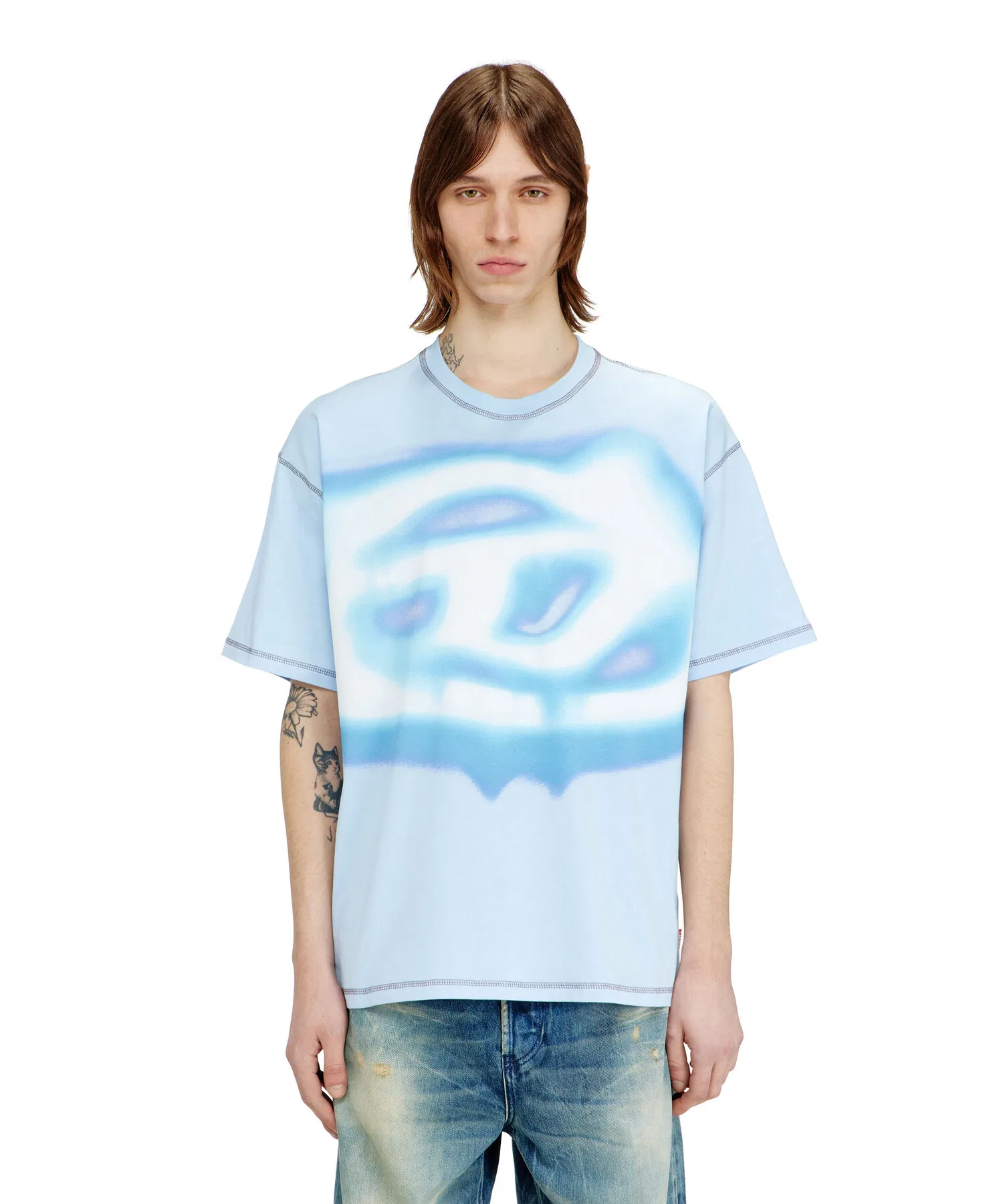Мужская футболка с овальным принтом DIESEL T-BOXT-V11 тёмно-синяя