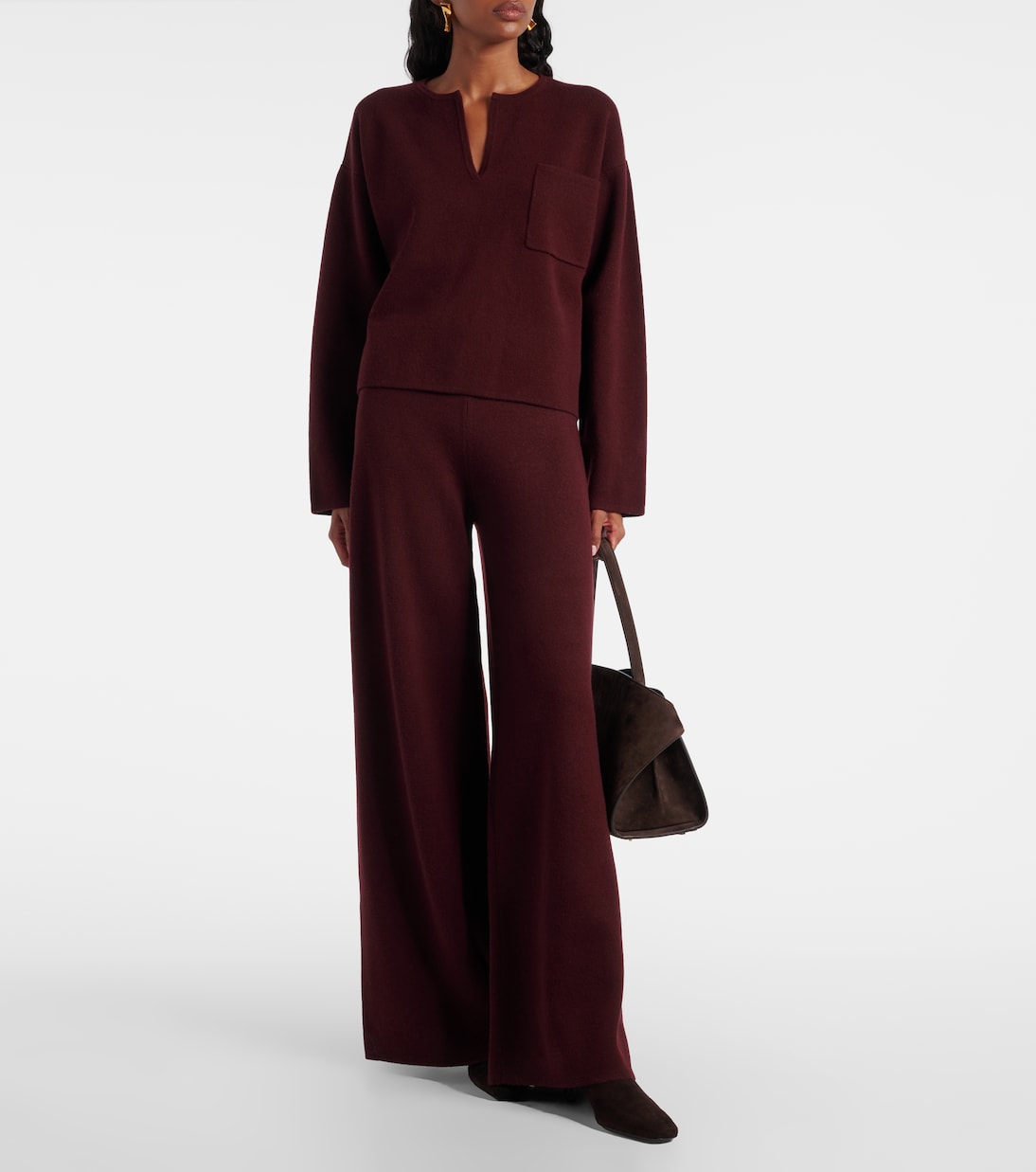 Широкие брюки Judy из шерсти и кашемира Max Mara, Ciliegia — фото 2