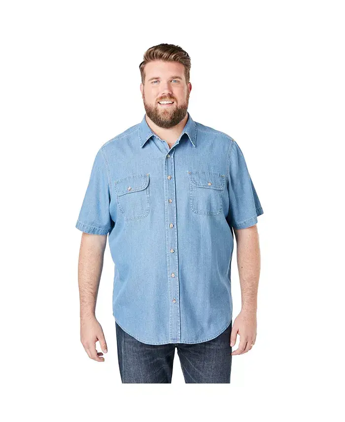 

Рубашка с коротким рукавом из денима и твила Big & Tall by KingSize Boulder Creek, зеленый