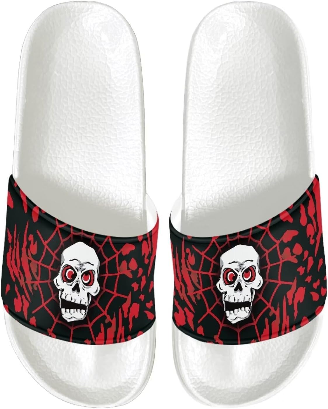 

Мужские спортивные сандалии Psesaysky с открытым носком, нескользящие, удобные, для душа, с открытым носком, слайдеры с одной полоской, однотонные, для максимального комфорта летом, Scary Skeleton