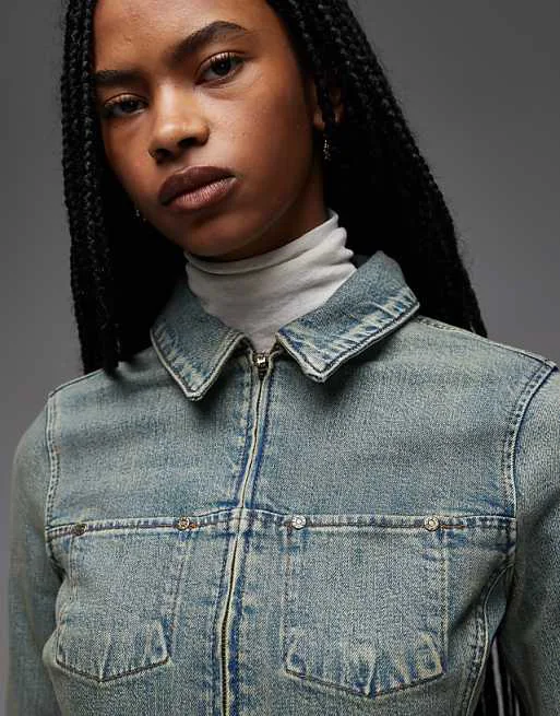 Приталенная джинсовая куртка Levi's в стиле дальнобойщика в стиле гранж с эффектом перекрашивания — фото 3