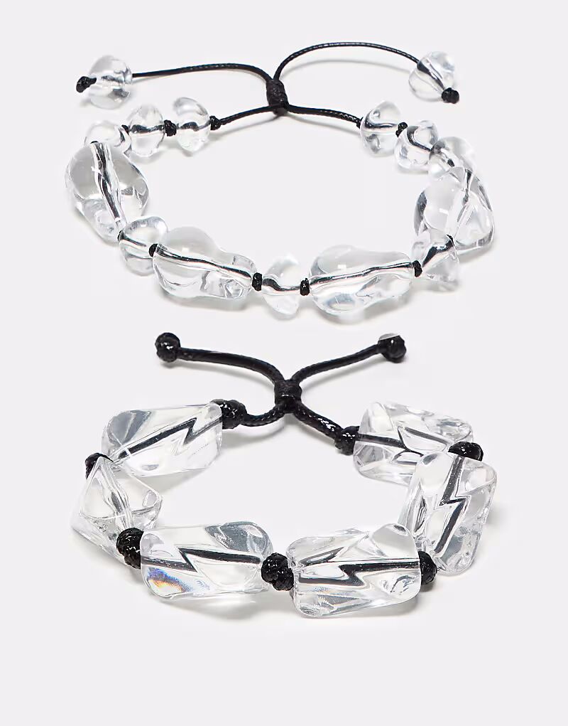 

Набор из 2 браслетов унисекс из прозрачного бисера Reclaimed Vintage