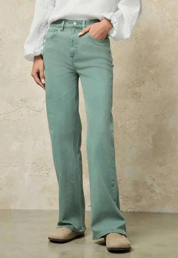 Джинсы Next Tall fit high rise stretch wide leg jeans, цвет шалфейно-зеленый — фото 3