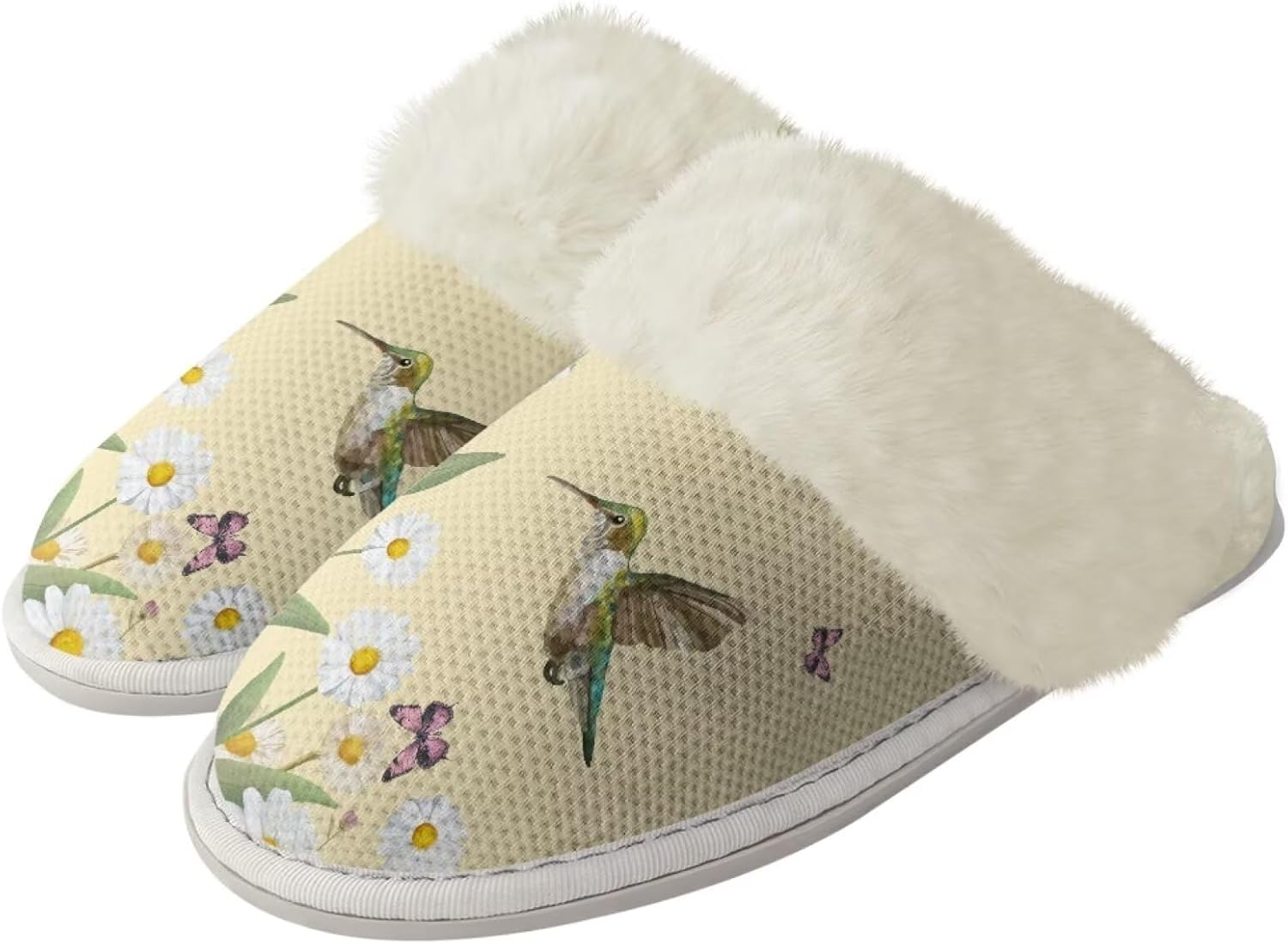 

Забавные тапочки Forchrinse с кошкой для женщин и мужчин, с эффектом памяти, для дома, с рождественскими огнями, теплые, мягкие, для спальни, с нескользящей подошвой для использования внутри и на улице, Hummingbird