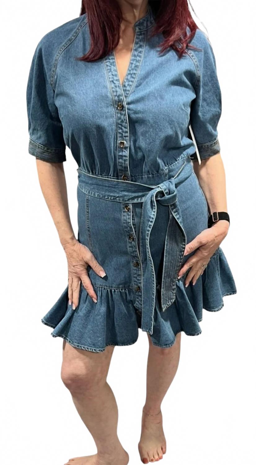 

Джинсовое мини-платье с короткими рукавами в синем цвете FATE