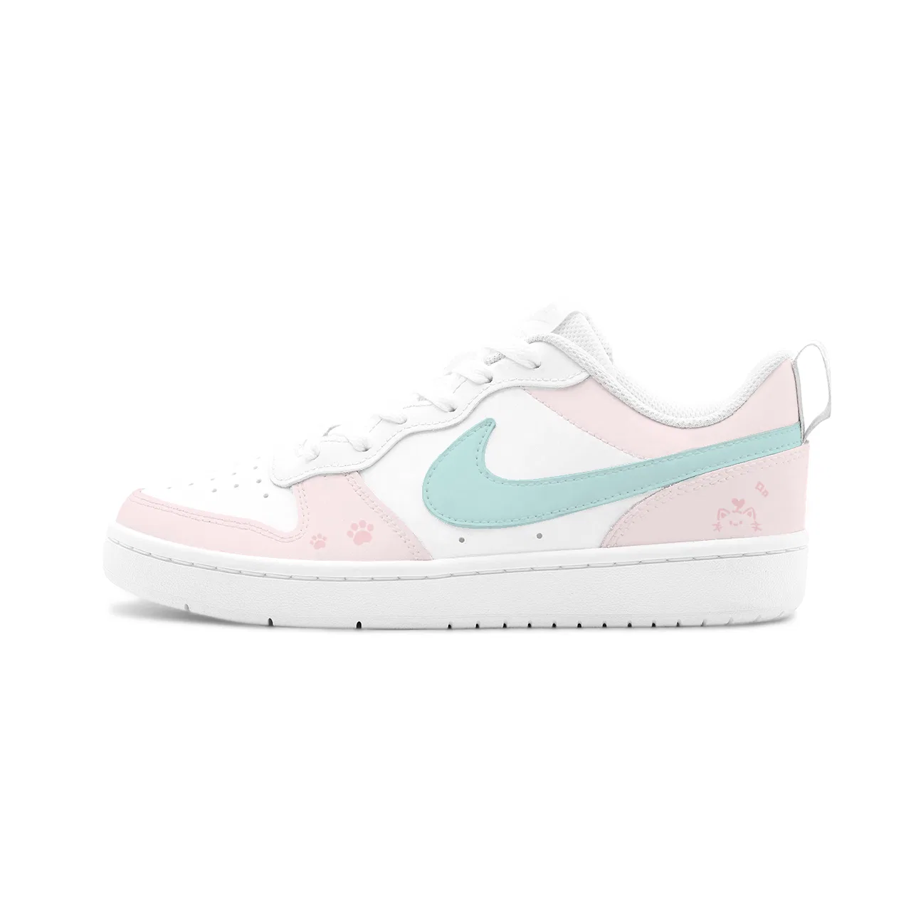 Кроссовки для скейтбординга детские Court Borough 2 HEY Pink Cat Cyan cushioning abrasion resistant slip resistant low top Nike, Pink Green