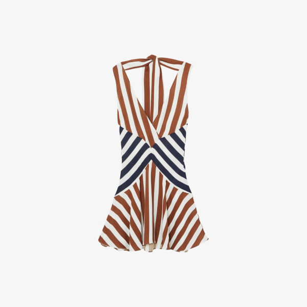 

Эсме полосатое тканое мини-платье Reiss, коричневый