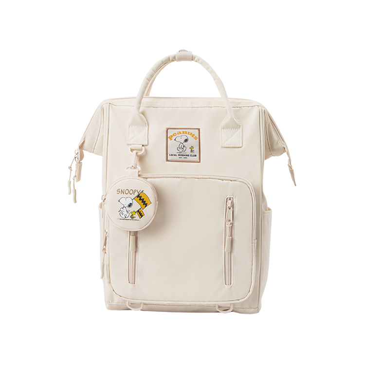 

SEM/R Сумка рюкзак из нейлона унисекс большая бежево-черная, Style B Milk White