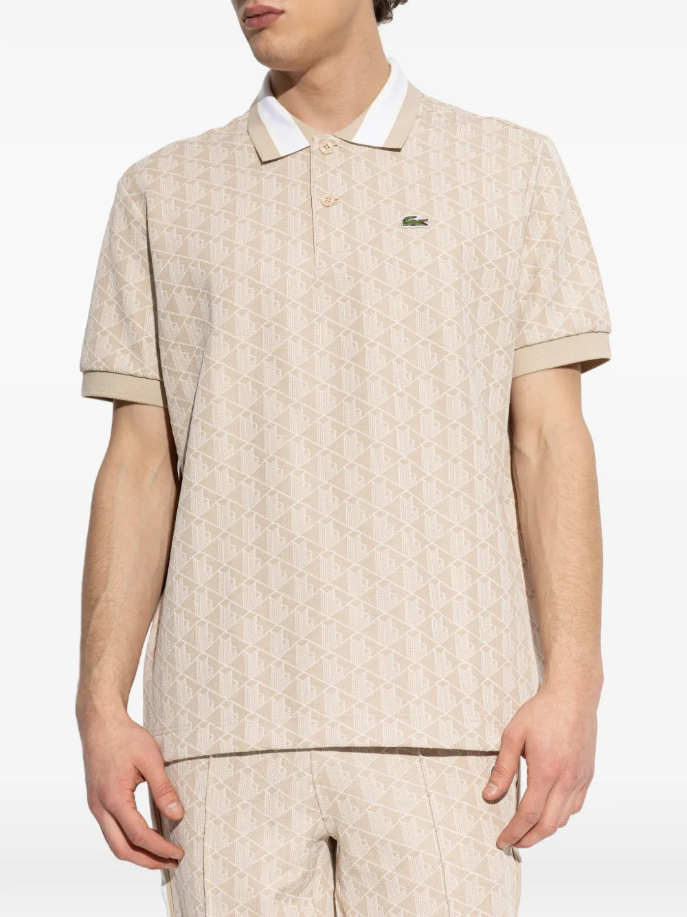 Поло с узором Lacoste, бежевый — фото 3
