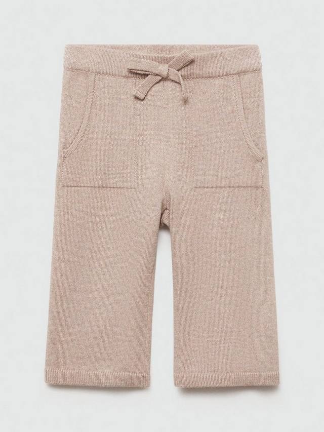 Детские широкие брюки тонкой вязки Mango, цвет Pastel Brown — фото 3