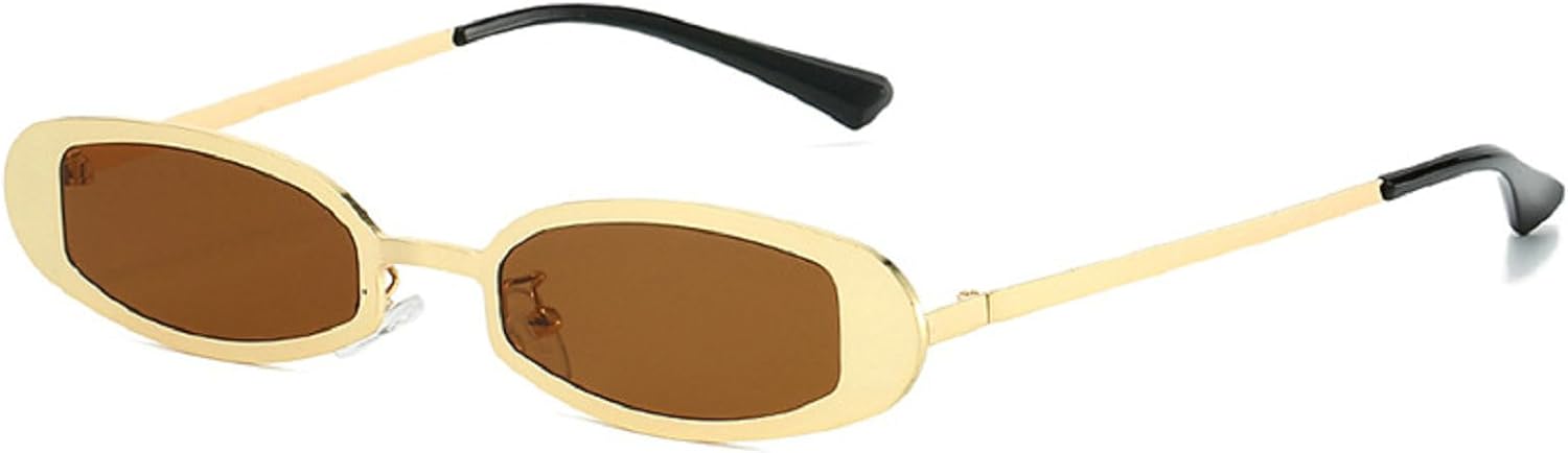 

Ретро овальные солнцезащитные очки для женщин, модные маленькие винтажные прямоугольные солнцезащитные очки с металлической оправой и защитой от УФ-излучения mincl, C2