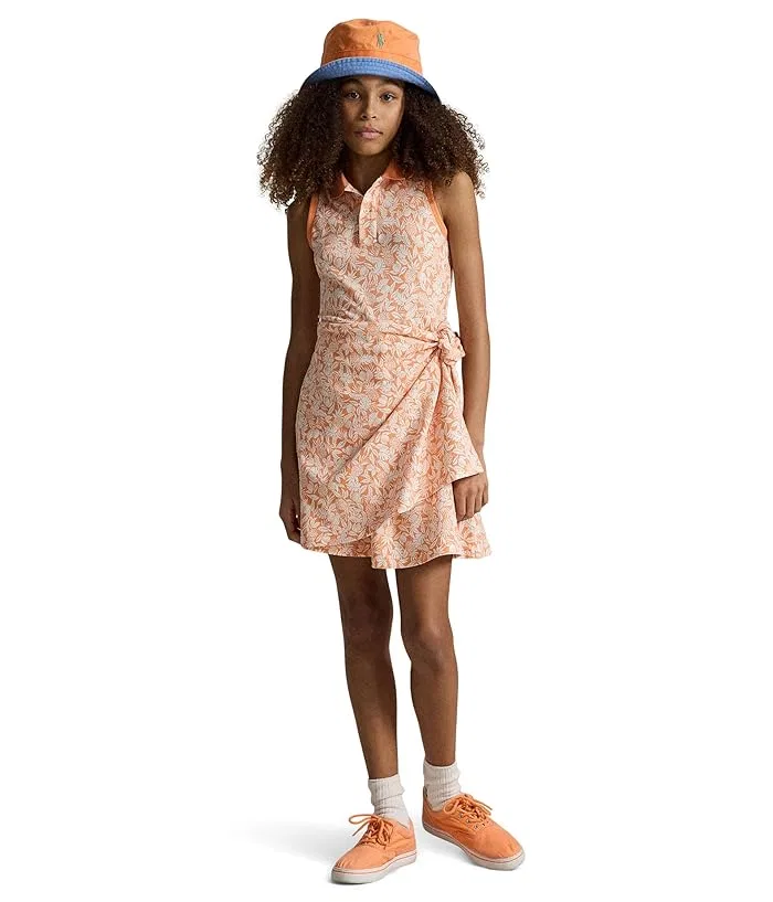 Платье Polo с запахом ананас Pineapple Faux-Wrap Mesh Polo Dress Polo Ralph Lauren Kids, Desert Rose — фото 3
