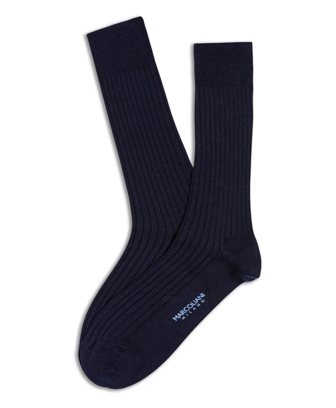 

Сверхтонкие ребристые носки из мериносовой шерсти Marcoliani, синий