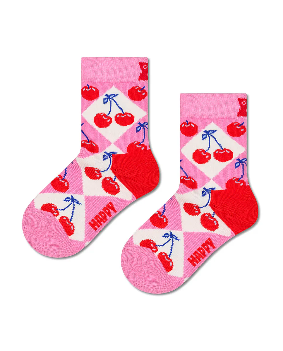 

Длинные носки для девочек с розовым принтом и вишенками Happy Socks, розовый