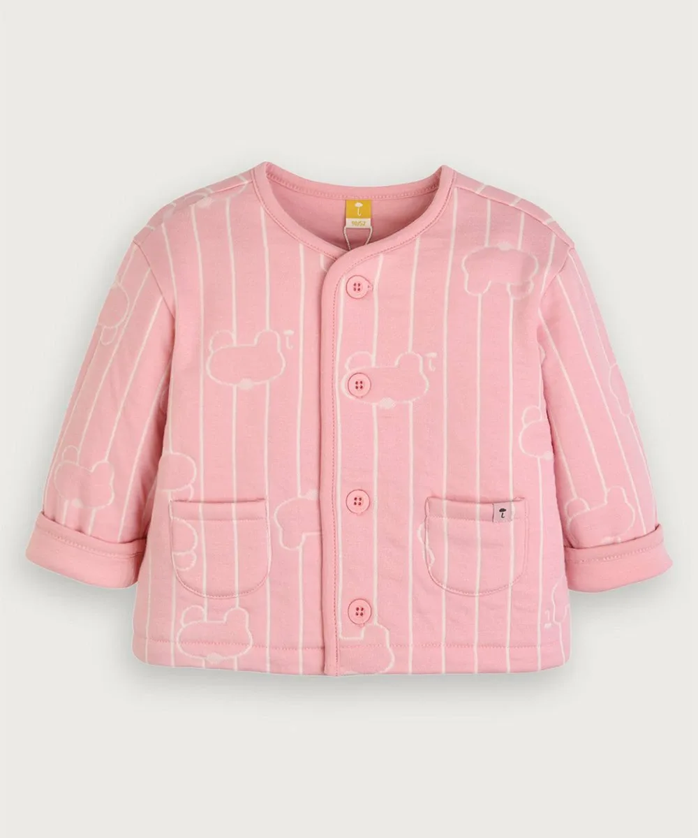 Стеганый кардиган с длинными рукавами в виде медведя Moimoln, Pink