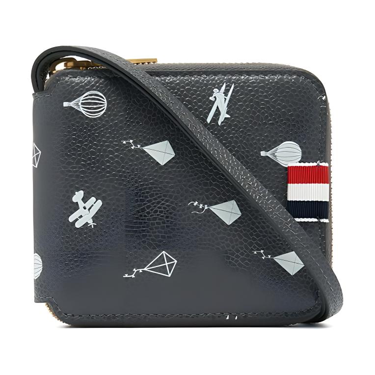 

Кошелек из коровьей кожи мужской черный THOM BROWNE