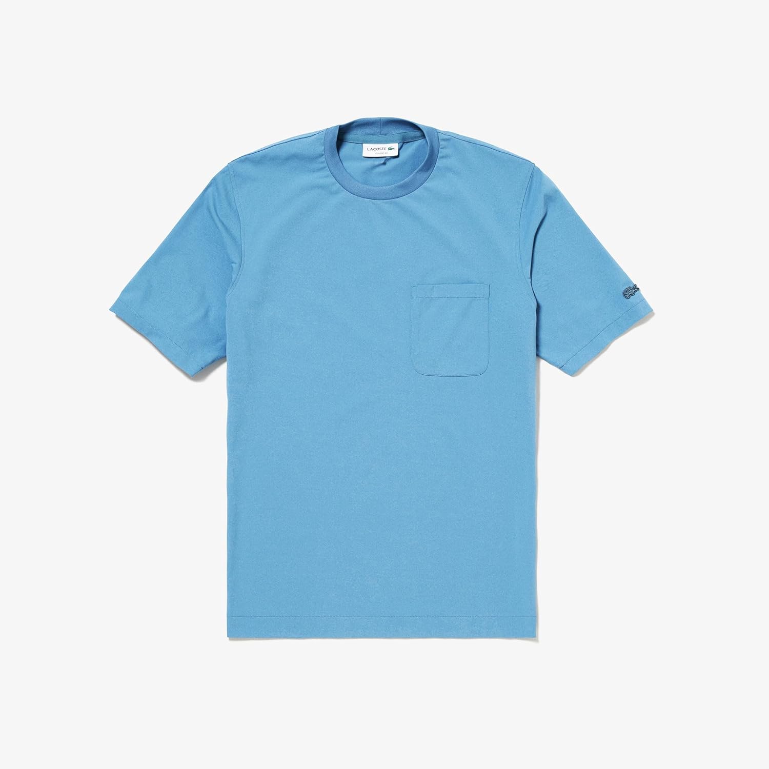 Мужская футболка Lacoste с карманом, быстросохнущая, эластичная, из эластичного материала, серовато-синий — фото 4