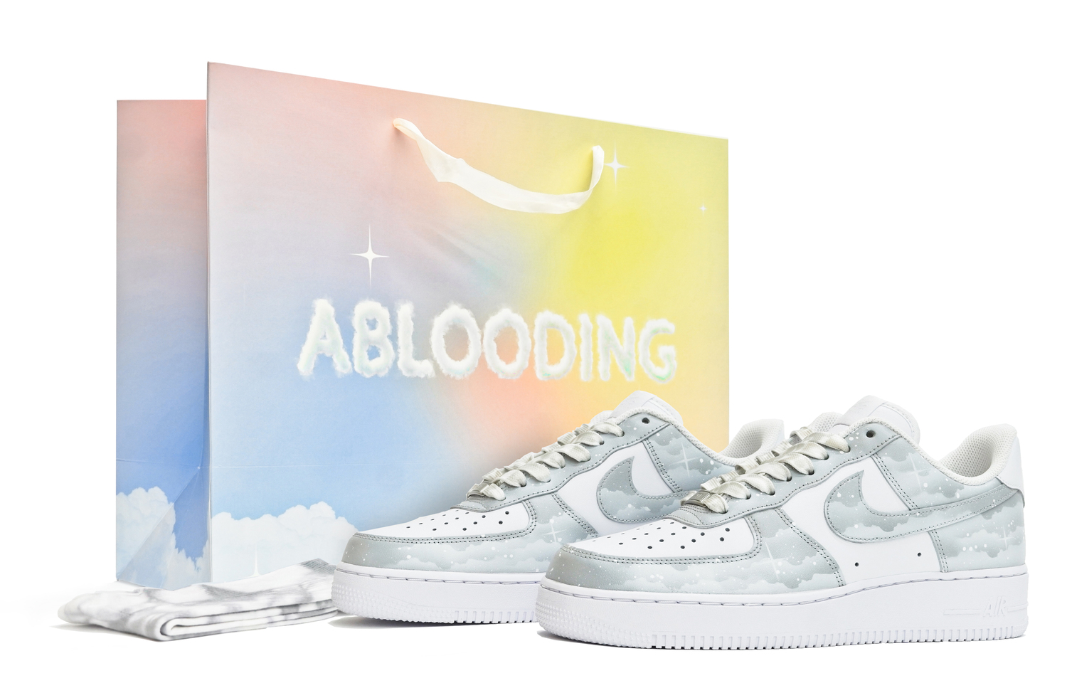 

Nike Air Force 1 ABLOODING Коллекция "Звездное небо" Скейтборд кроссовки Мужские Серые