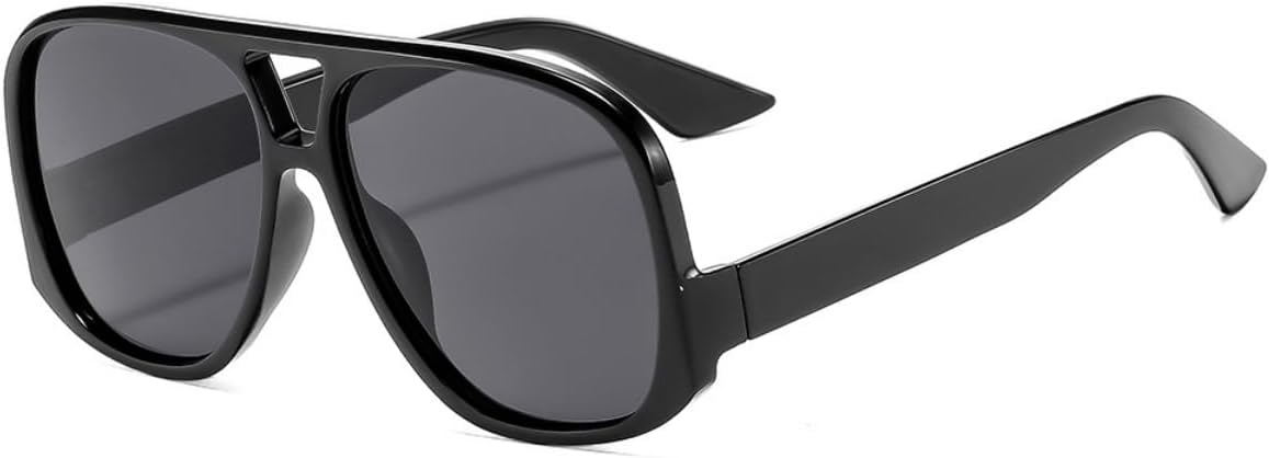 

Ретро-солнцезащитные очки-авиаторы квадратной формы для женщин и мужчин, увеличенного размера, модный стиль, винтажные солнцезащитные очки-авиаторы 70-х годов IKUVNA, Black