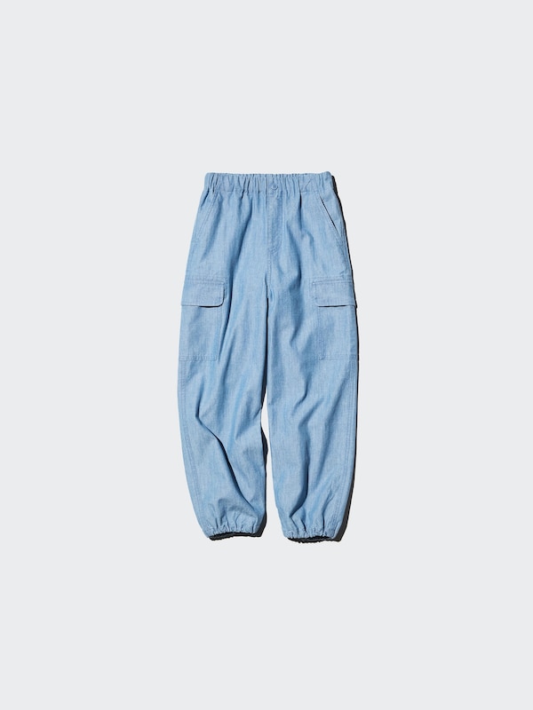 Джоггеры cargo из шамбре Uniqlo, 64 blue — фото 3