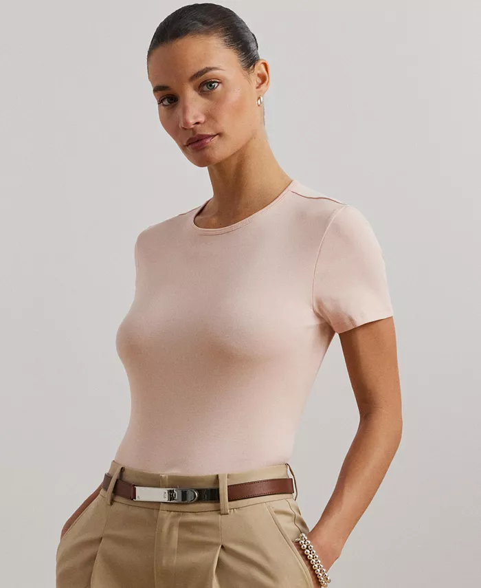 

Футболка из стрейч-трикотажа, Regular & Petite Lauren Ralph Lauren, розовый