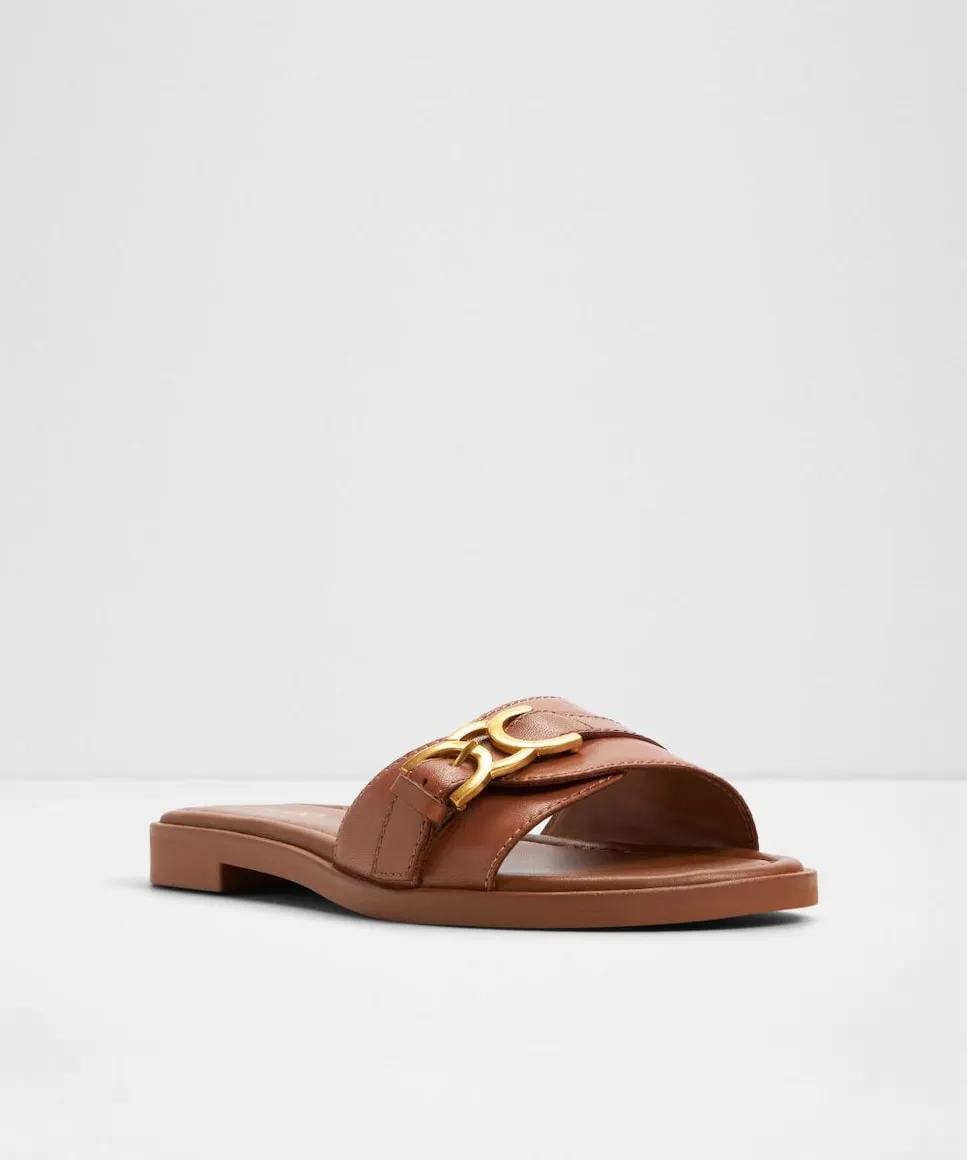 Женские сандалии на плоской подошве с круглым носком Aldo, песочный — фото 4