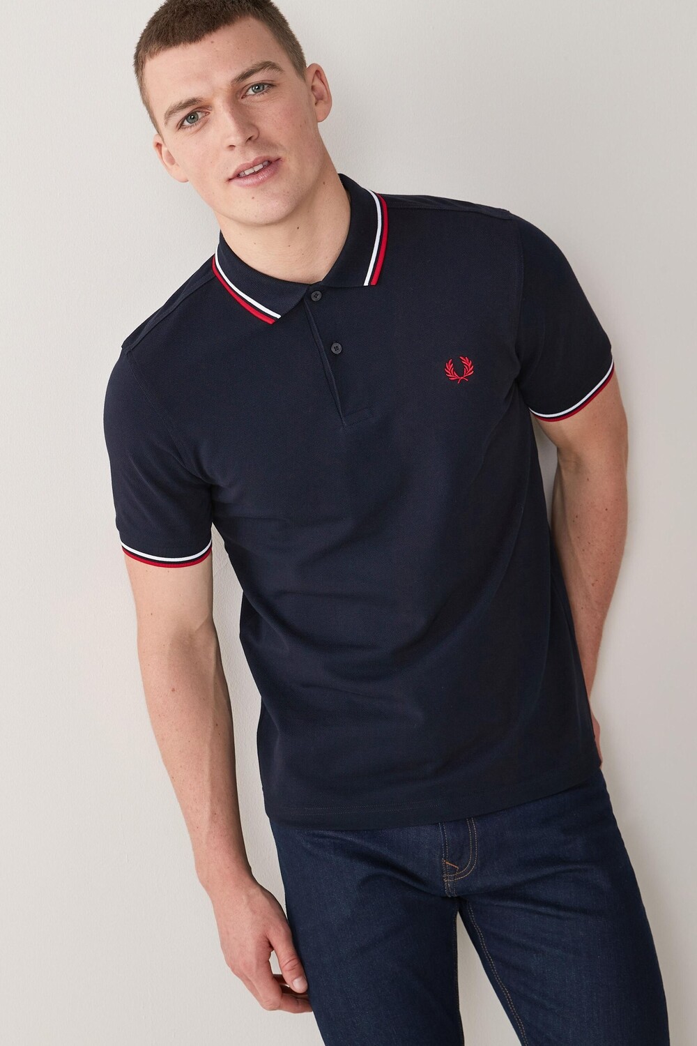 

Мужская рубашка-поло с двойными полосками Fred Perry, синий