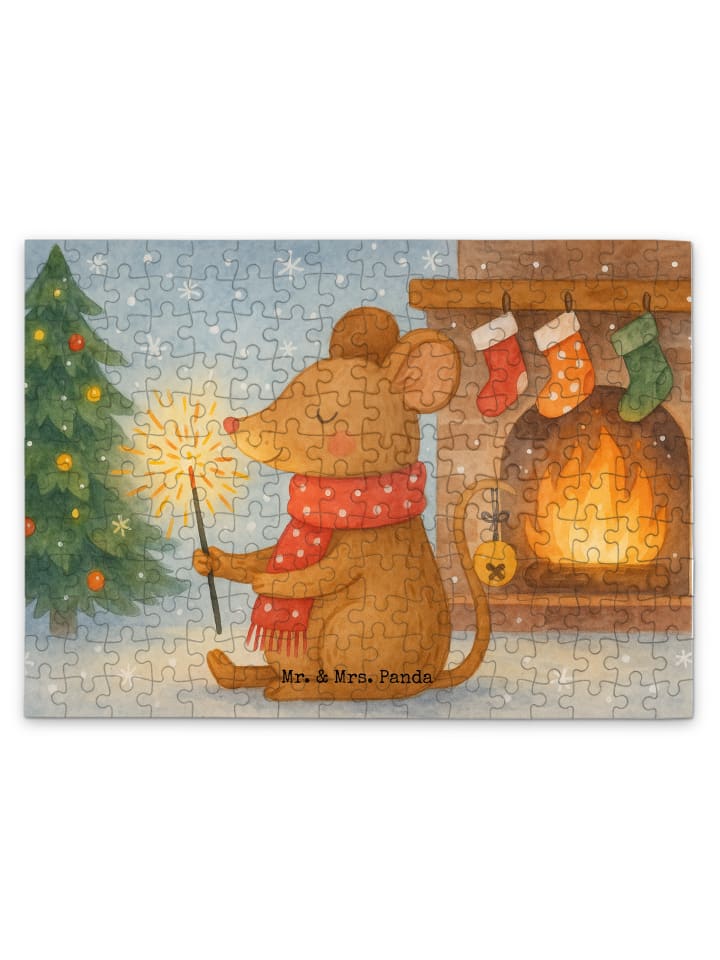 

Mr. & Mrs. Panda Дизайн рождественской мышки-пазла без слов, белого цвета