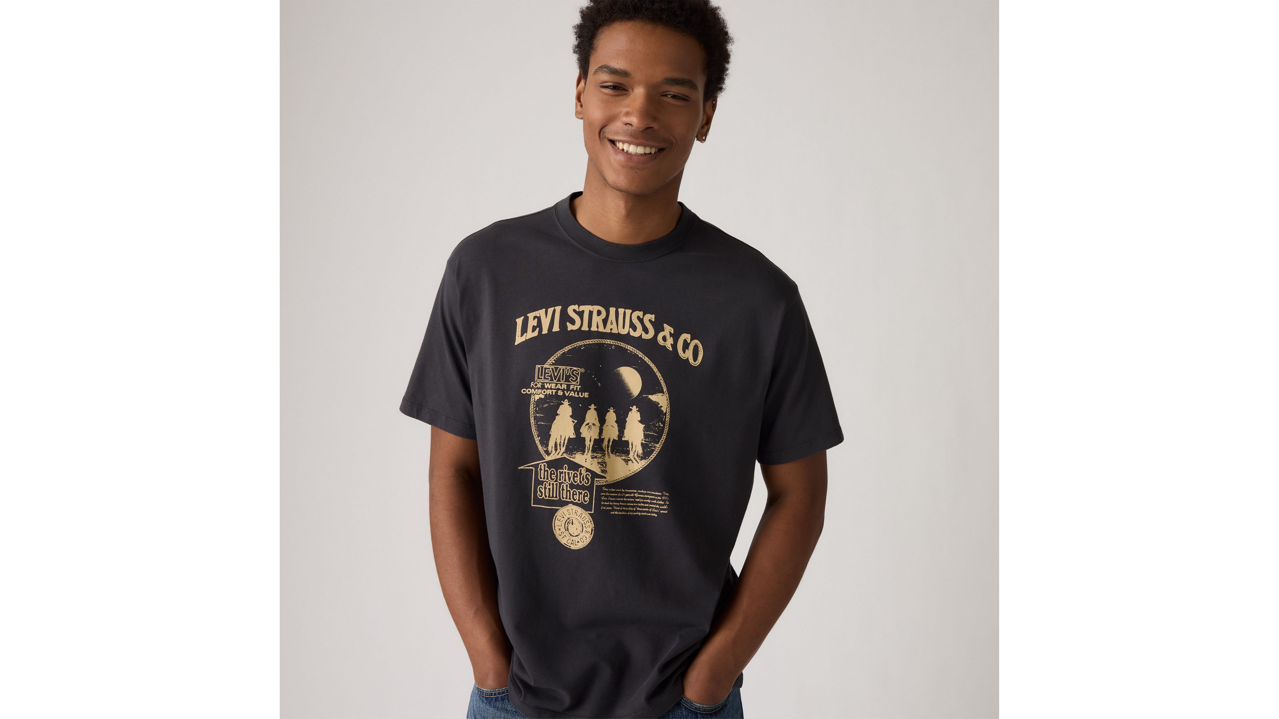 

Футболка с принтом Vintage Fit Levi's, Saddle Rancher Phantom - Black