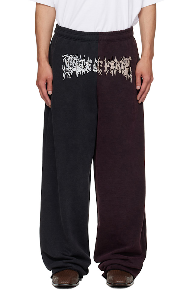 

Vetements Черные и бордовые рваные мешковатые спортивные штаны "Колыбель грязи"