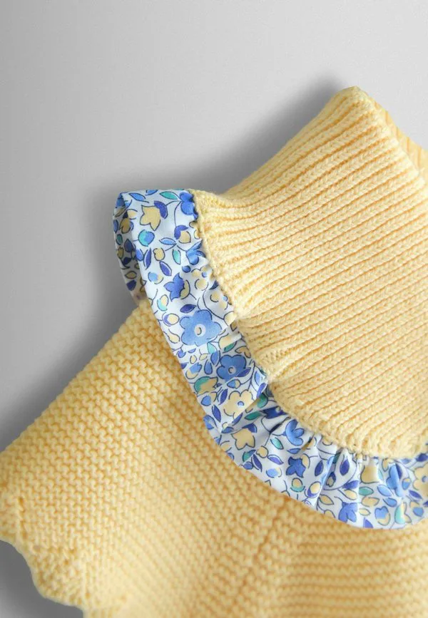 Платье-Комбинезон прямого кроя с воротником-рюшами Jojo Maman Bébé, Yellow Floral Embroidered — фото 4