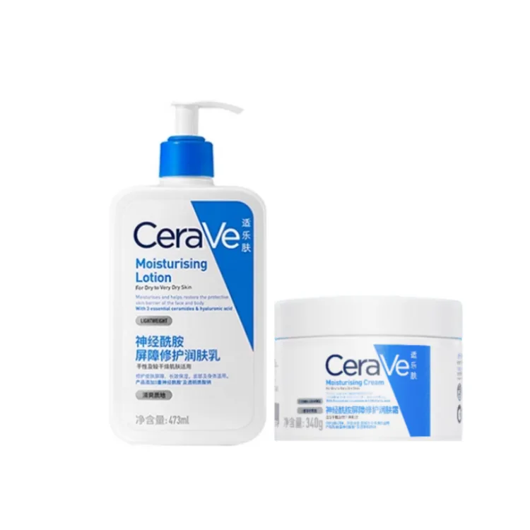 CeraVe Набор для ухода C Cream & C Cream, лосьон Ceramide C 236 мл + крем 85 г, длительное увлажнение и восстановление, C Milk 473ml+C Cream 340g