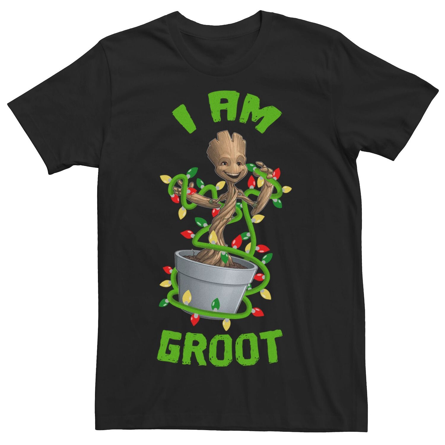 

Мужская футболка с изображением рождественских огней и портретом I Am Groot Marvel