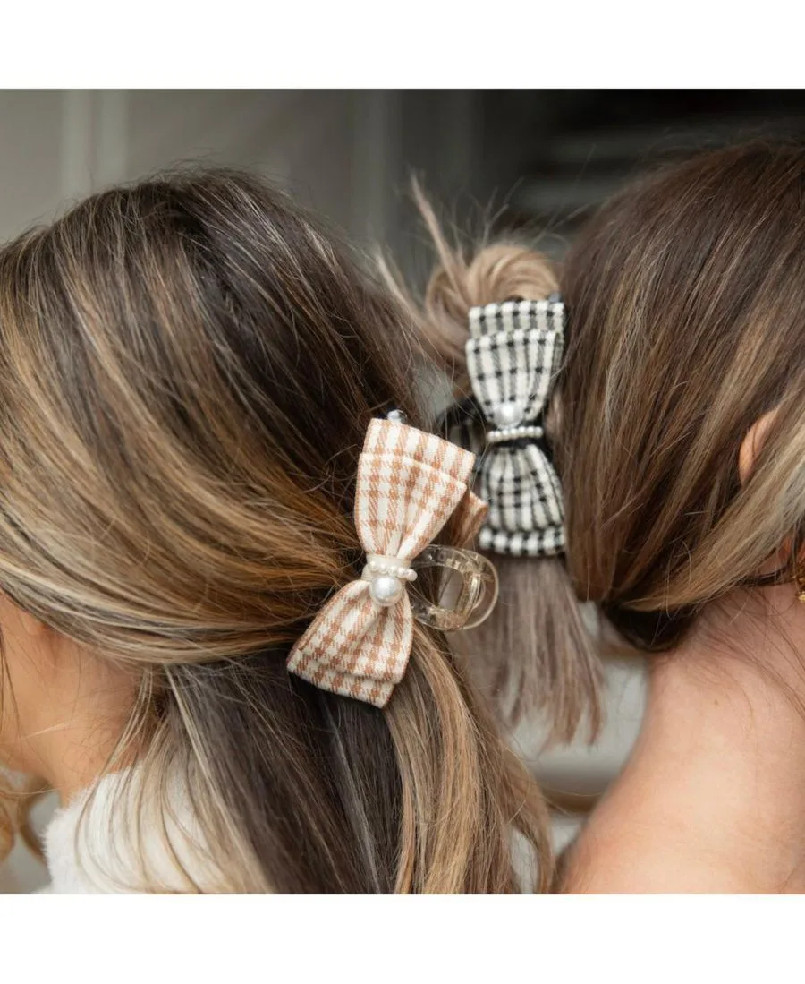 Headbands of Hope Большая клипса - бежевый клетчатый жемчуг — фото 2