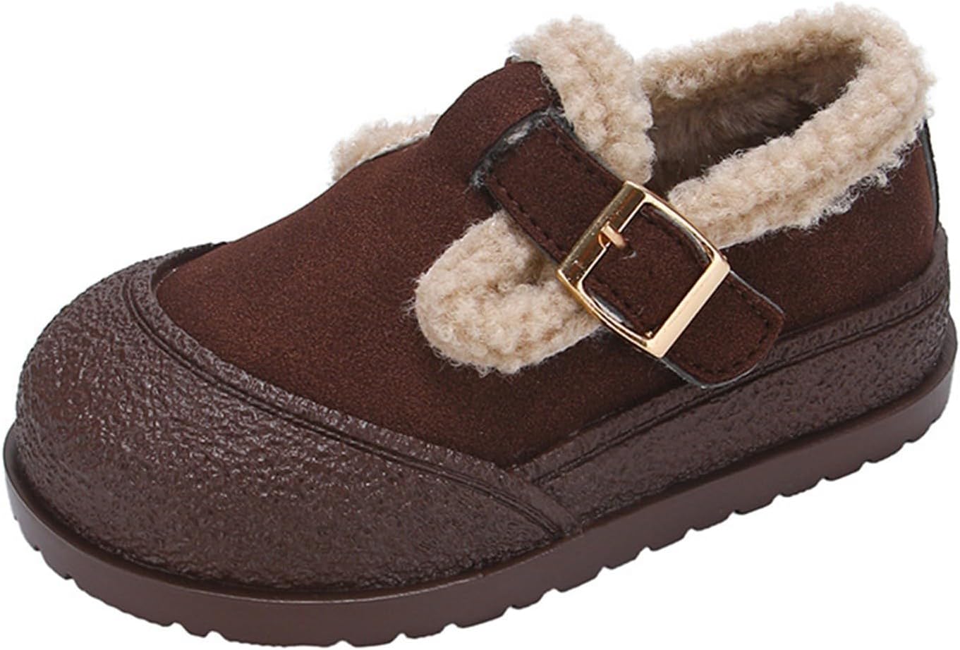 

Мягкие домашние тапочки для малышей, плюшевые и теплые, для мальчиков и девочек, зимние ботиночки с плоской подошвой из искусственного меха Generic, Brown-2