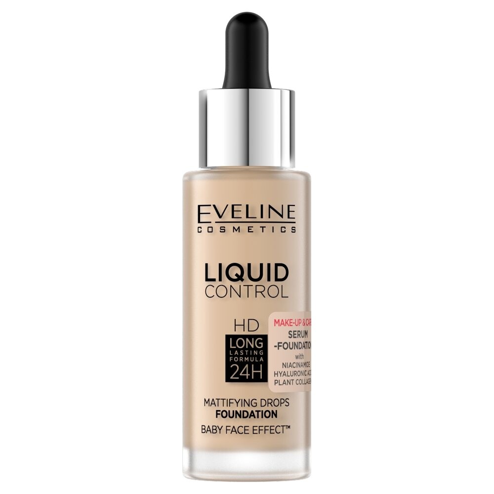 

Eveline Cosmetics, Тональный крем для лица Liquid Control HD Long Lasting Formula 24H с капельницей 015 Light Vanilla, 32 мл