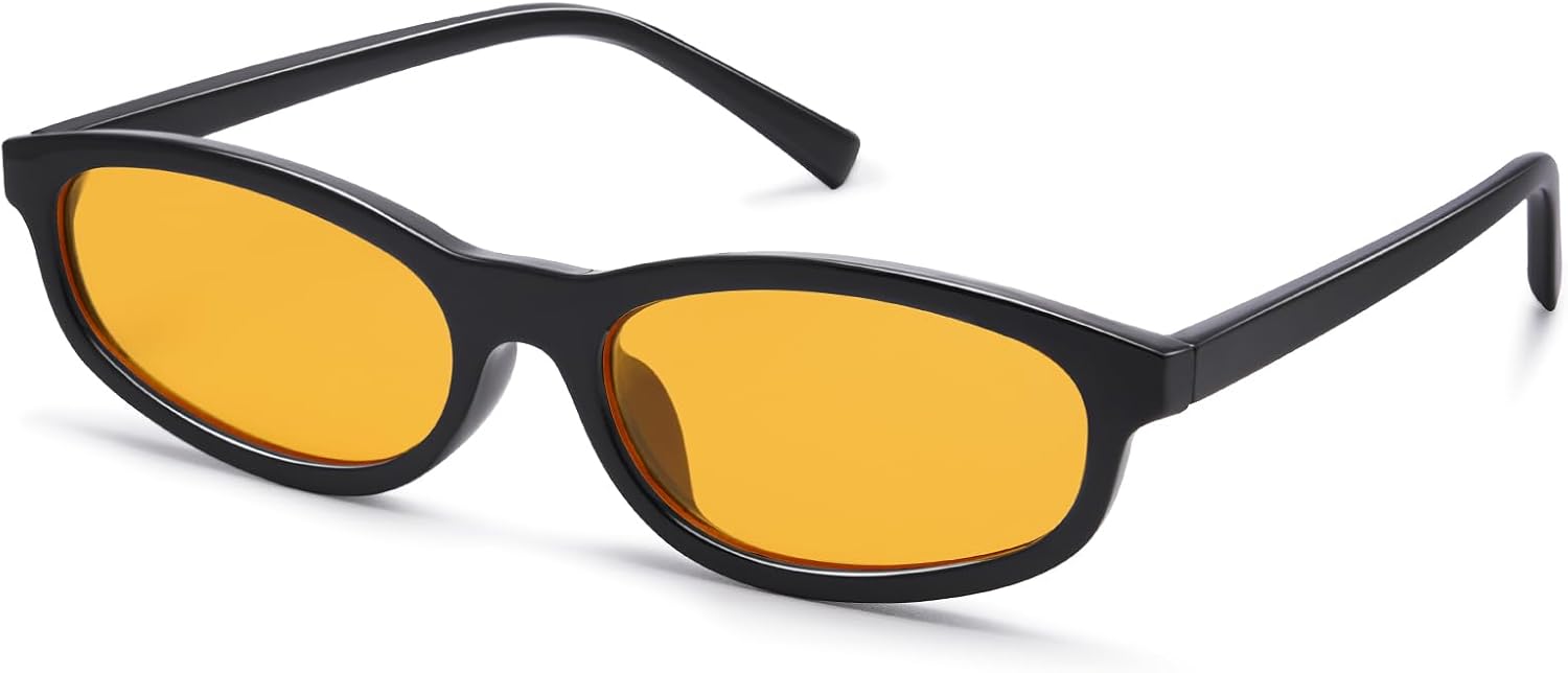 

Ретро-солнцезащитные очки прямоугольной формы для женщин, модные маленькие очки в стиле 90-х, винтажные узкие прямоугольные оправы GM9602 GIGIMOTTE, Black Frame / Yellow Lens